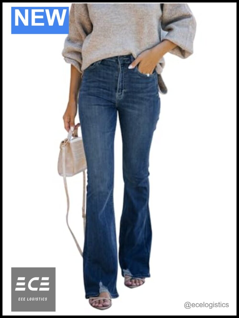 High Waisted Flare Bell Bottom Jeans Stretchy Denim Pants